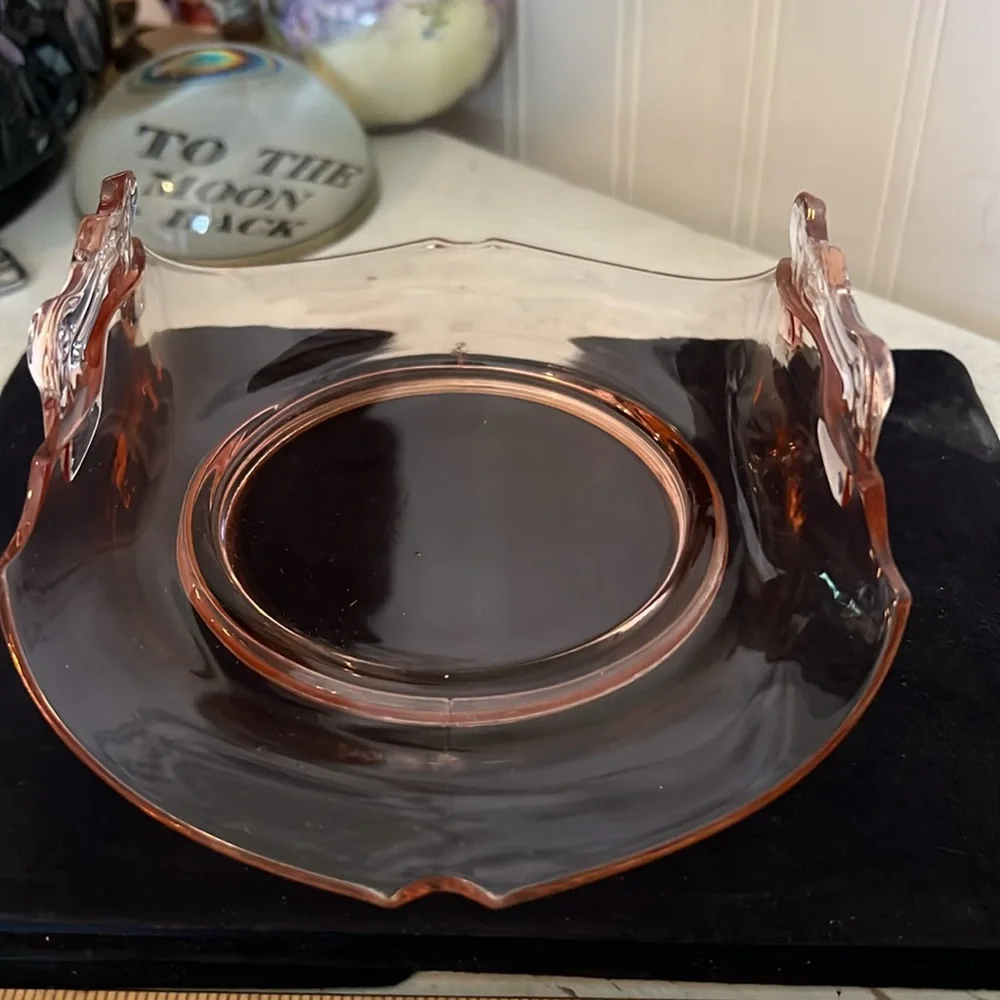Elegant Pink depression Glass Candy  Dish